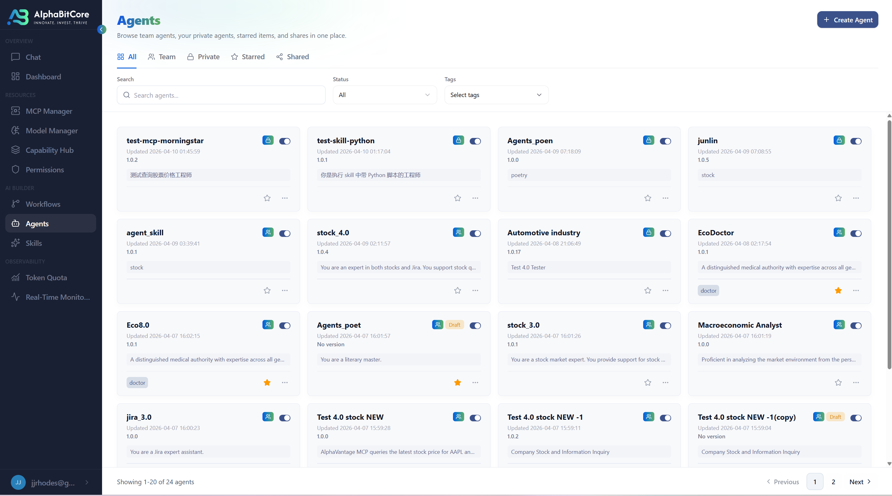 Governed agents with named identity and policy surface.