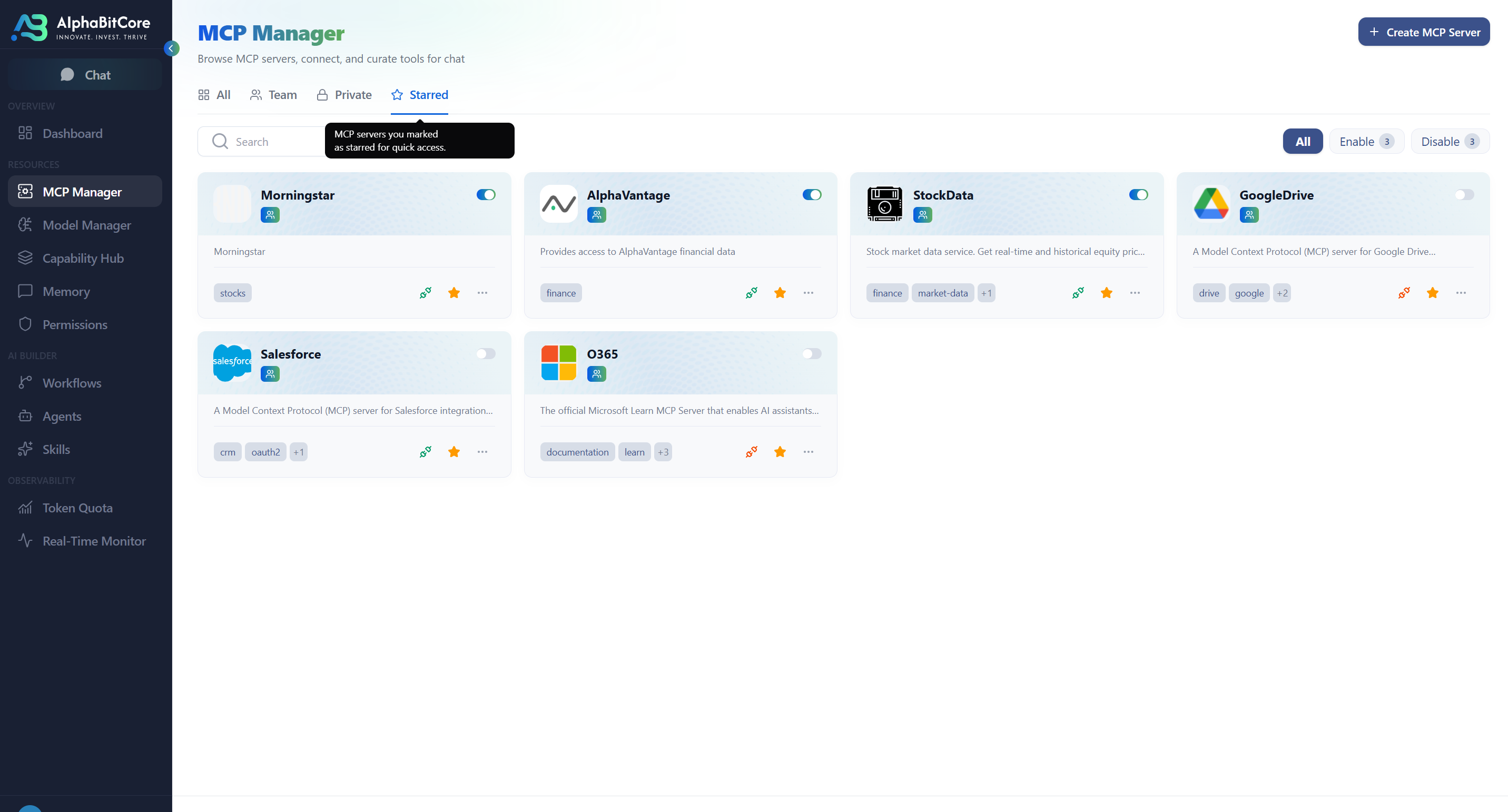 Tool registry — every MCP server authority-scoped.