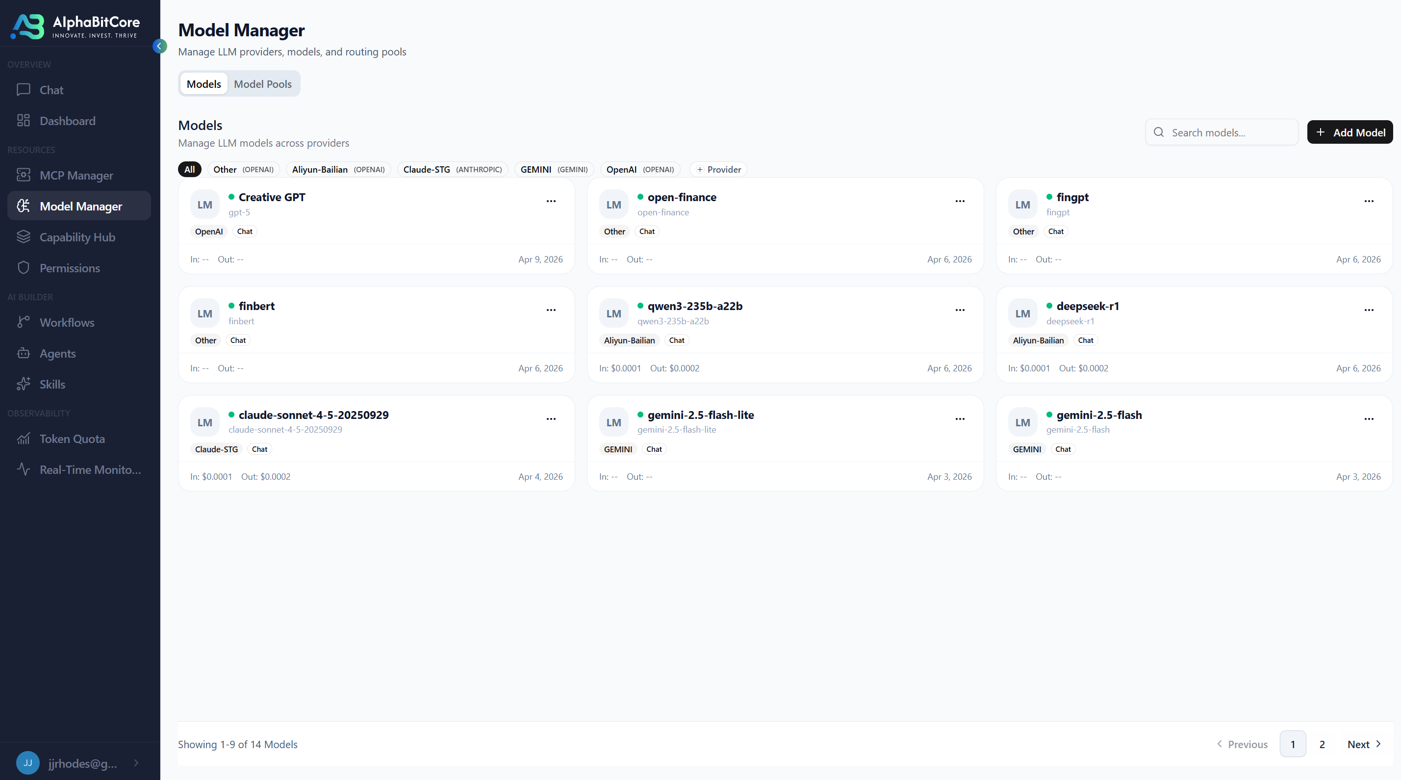 Model routing — hosted and local, one contract.
